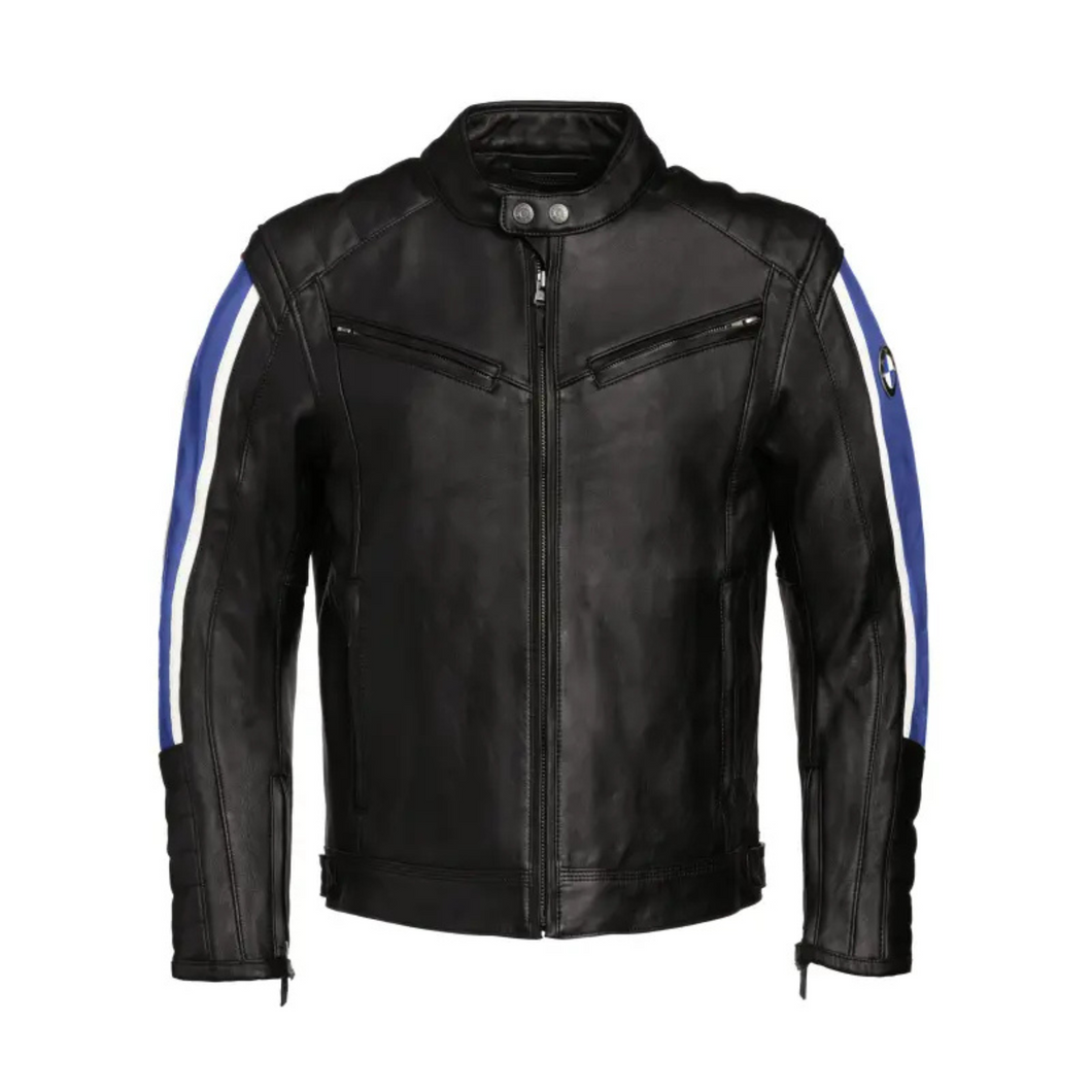 BMW Motorrad Schwabing Men's Motorcycle Leather Jacket – Black/Blue