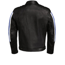Load image into Gallery viewer, BMW Motorrad Schwabing Men&#39;s Motorcycle Leather Jacket – Black/Blue
