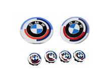 Load image into Gallery viewer, BMW 50 Years of M Badge Set for BMW Series – Front, Rear, and Hub Caps
