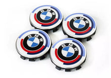 Load image into Gallery viewer, BMW 50 Years of M Badge Set for BMW Series – Front, Rear, and Hub Caps
